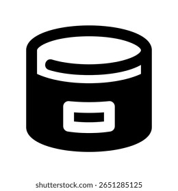 Simple line art icon representing a cosmetic cream jar or storage tin