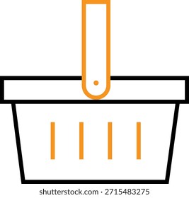 Icono de arte lineal simple que representa una cesta de la compra para transacciones de comercio electrónico y compras minoristas