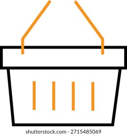 Icono de arte lineal simple que representa una cesta de la compra vacía para conceptos de comercio electrónico y venta minorista