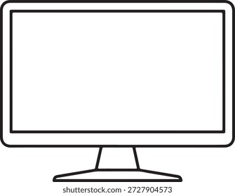 Simple line art icon representing desktop computer monitor wide display screen electronic peripheral device visual output interface technology hardware equipment home office essential component computing accessory flat panel design element graphic illustration