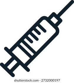Einfaches Linienkunstsymbol, das eine medizinische Spritze darstellt