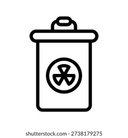 A simple line art icon representing a bin for radioactive waste. Nuclear and Radiation Single Line Icon.