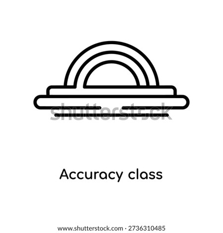 Simple line art icon representing accuracy class with rainbow arch symbol on a flat base.
