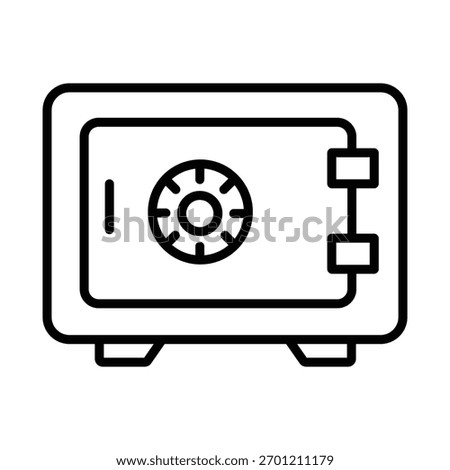 A simple line art icon of a secure safe box with a combination lock. Symbolizes security, finance, savings, and protection. Ideal for banking and business.
