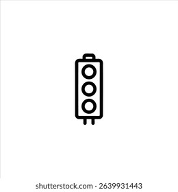 A simple line art icon of a standard traffic light with three signals. Monochrome symbol for road safety and control, isolated on a white background.