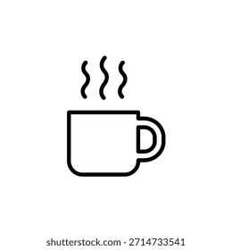 Icono de arte de línea simple de una taza de café humeante