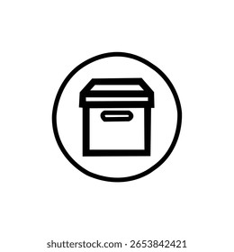 Simple Line Art Icon of a Storage Box