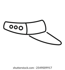 Simple line art icon of a sun visor, perfect for representing summer, heat, or outdoor activities