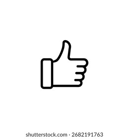 Simple line art icon of a thumbs up gesture of approval and agreement