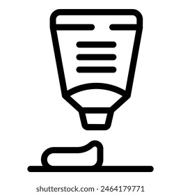 Simple line art icon of a toothpaste tube with a squeezedout portion