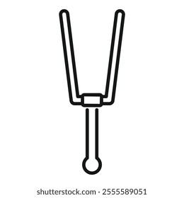 Simple line art icon of a tuning fork vibrating at a specific constant pitch, used for music, meditation, and sound healing