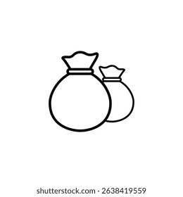 Simple line art icon of two money bags symbolizing wealth and finance.