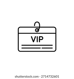 Icono de arte lineal simple de un pase vip o insignia con un perforador y anillo