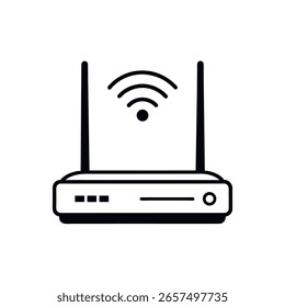 Einfaches Line-Art-Symbol eines Wireless-Routers mit Wi-Fi-Signal