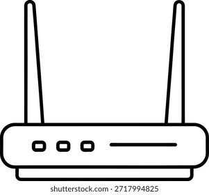 Icono de arte de línea simple de un router de Internet inalámbrico. Perfecto para Sitios web, App y presentaciones relacionadas con la tecnología, Internet, redes y comunicación. Diseño limpio y moderno.