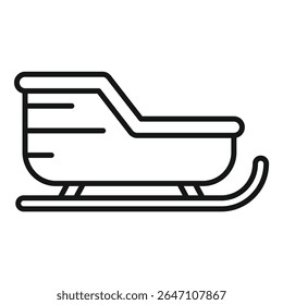 Simple line art icon of a wooden sleigh waiting for santa claus to deliver gifts on christmas eve