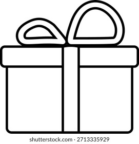 Einfaches Linienkunstsymbol einer verpackten Geschenkbox mit Schleife. Überraschende Geschenkbox, Geschenkverpackung einfache schwarze Stil-Symbol-Zeichen für Apps und Website, Vektorgrafik
