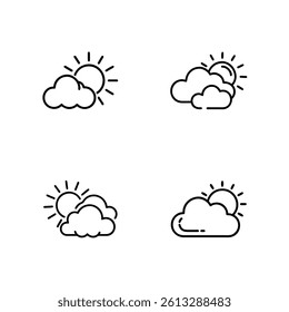 Simple Line Art Icons Representing Varying Weather Conditions	