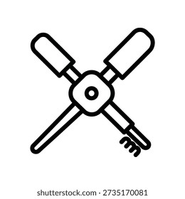 Simple line art illustration of an adjustable spanner on a white background