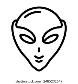 Simple line art illustration of an alien face. Vector illustration