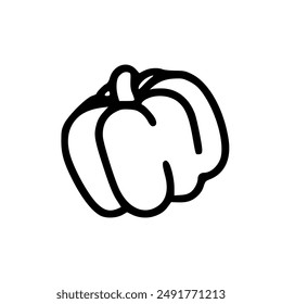 A simple line art illustration of a bell pepper.