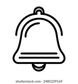 Simple line art illustration of a black bell. Vector illustration