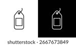 Simple line art illustration of a blank tag with a string. Perfect for retail, shopping, or labeling concepts.