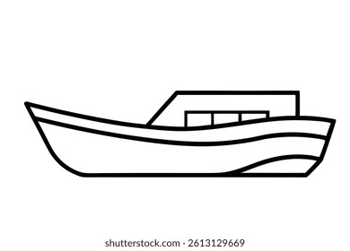 Simple Line Art Illustration of a Boat