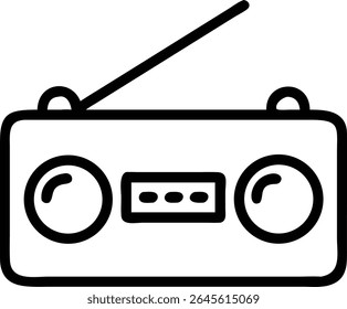 Ilustração de uma boombox isolada sobre fundo branco.