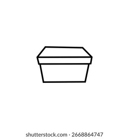 Simple Line Art Illustration of a Box