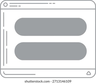 Ilustración de arte lineal simple de una ventana del navegador con formas de onda de sonido