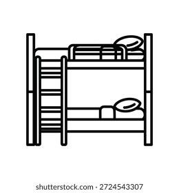 Simple line art illustration of a bunk bed with two beds stacked together