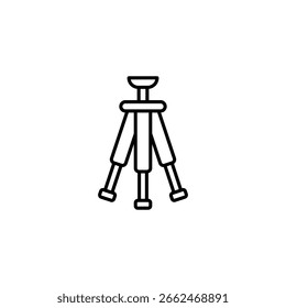 Simple Line Art Illustration Of A Camera Tripod On Transparency