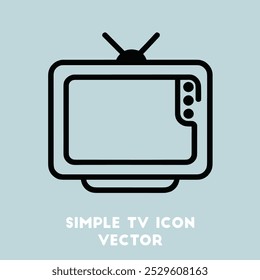 Una simple ilustración de arte lineal de un televisor clásico a la antigua.