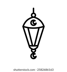 Simple line art illustration of a classic Eid lantern, perfect for Ramadhan, Islamic celebrations, and religious-themed designs.