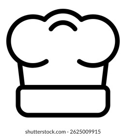 Simple line art illustration of a classic chef's hat, representing cooking and gastronomy