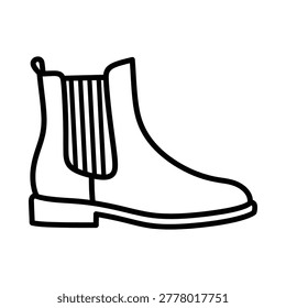 Simple line art illustration of a classic chelsea style boot with footwear