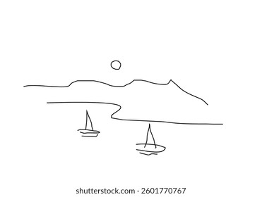 simple line art illustration of a coconut tree, representing summer, beach vibes, and tropical paradise.