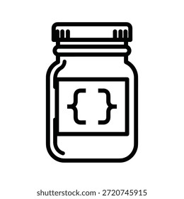 Ilustración de arte de línea simple de código en un frasco sobre fondo blanco