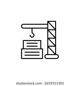 Ilustración De Arte De Línea Simple De Una Grúa De Construcción Materiales De Elevación