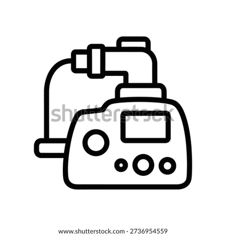 Simple line art illustration of a continuous positive airway pressure device for sleep apnea treatment