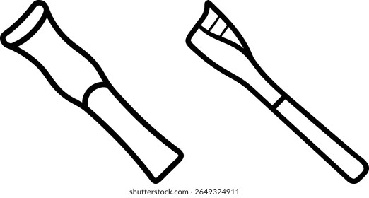 Simple line art illustration of cosmetic applicators.