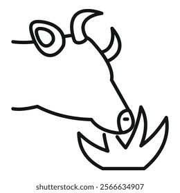 Simple line art illustration of a cow eating grass, perfect for agriculture or farming related designs
