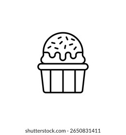 Ilustração De Arte De Linha Simples De Um Bolinho Com Polvilhas Minimalista