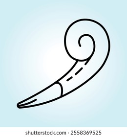 Simple line art illustration of a curled party horn. Perfect for party invitations or decorations.