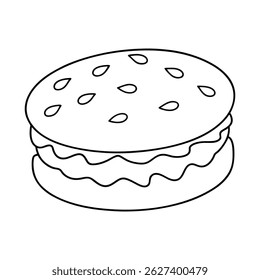 Simple Line Art Illustration of a Delicious Dessert