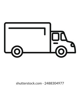 Simple line art illustration of a delivery truck, ideal for logistics and transportation themes