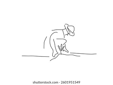 simple line art illustration depicting the growth of a plant from a small seed into a large, thriving tree. 