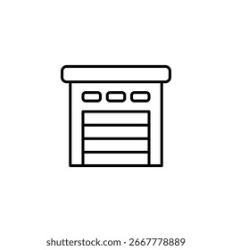 Simple Line Art Illustration Depicting Closed Garage Door Exterior