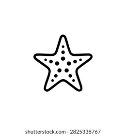 A simple line art illustration depicts a starfish with a dotted texture, set against a plain white background.
